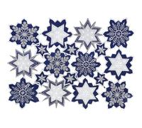 Grelucgo Machine Embroidered and Hand Cut Navy, Silver and White Snowflakes Table Placemats for Christmas Holiday and Winter (13 x 19 inches (4 Pieces))