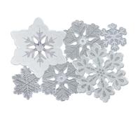 Grelucgo Machine Embroidered and Hand Cut Silver Grey and White Snowflakes Table Placemats for Christmas Holiday (13 x 19 inches (4 Pieces))