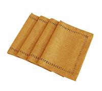 Grelucgo Set of 4 Handcrafted Solid Mustard Gold Color Dining Table Place-mats, Double-Hemstitched, Rectangular 12 x 18 Inch