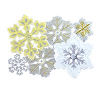 Grelucgo Set of 4 Machine Embroidered and Hand Cut Silver and Gold Winter Snowflakes Table Place-mats for Christmas Holiday (13 x 19 inches)