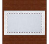 Grelucgo Set of 6 Handmade Hemstitched White Table Placemats 12x18 Inches