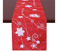 Grelucgo Towel Embroidered Snowflakes Table Runners, Red Christmas Holiday Decors (Red, 14 x 68 Inch)