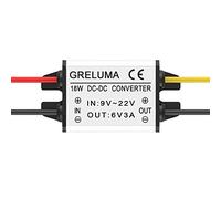 Greluma 1 Pc DC 12V to 6V Step Down Converter Regulator 3A 18W Power Adapter Reducer for Car Electronics Truck Vehicle Boat Solar System (DC 9-22V Inputs)