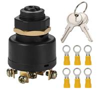 Greluma 1 Piece Ignition Start Switch, High Performance Push to Choke Ignition Switch, 6 Screws 3 Positions with 2 Keys and 2-5 Terminals Kit for Boats with Inboard and Outboard Motor