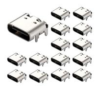Greluma 15Pcs USB 3.1 USB C Socket, 16 Pin Type C Female Connector for PCB Design, DIY, High Current Charging - SMD, SMT