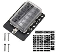 Greluma 1Pc 12 Way DC 12-24V Blade Fuse Box Holder Fuse Block with LED Indicator Protection Cover for automotive Car Boat Marine Trike