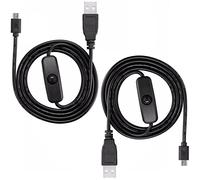 Greluma 2PCS USB Male to Micro USB Male On/Off Switch Cable, 1.5m/5ft Micro USB Power Switch Cable for Raspberry Pi 4