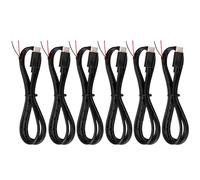 Greluma 6 Pack 1 Meter Type C Pigtail Cable, 2 Core USB-C Extension Cable, 22AWG 12V 3A Type C Male to 2 Pin Blank Wire Male with Open End for DIY