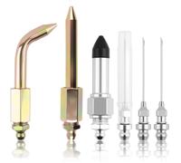 Greluma 6 Piece Grease Gun Accessory Kit, Including 3 Grease Nozzles, 1 Connection Nipple, Straight Nozzle, 1 Needle, Elbow Piece, Adapter Coupling for Small and Tight Spaces