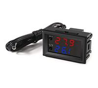 Greluma DC 12V Temperature Controller Programmable -50 to 110°C (-58 to 230°F), Red/Blue LED Display Monitor Heating/Cooling Thermostat Control Module with NTC 10K Waterproof Sensor Probe