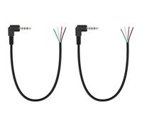 Greluma Pack of 2 90 Degree 3.5 mm Male to Empty Cable with Open End, 30 cm TRRS 4-Pin Stereo Audio Cable with Right Angle 1/8 Inch Plug for Repair of Headphones/Earphones/Microphone Cables