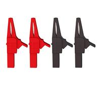 Greluma Pack of 4 high-performance alligator clips, fully insulated, secure crocodile clips with 4 mm banana socket for electrical testing of car batteries