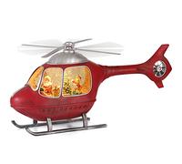 Greluna Helicopter Christmas Snow Globe, USB or Battery Operated Sparkly Glitter Snow Globe Lantern with Musics for Christmas Decorations and Snow Globe Collection（RED