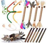 GREMBEB Cat Toys 12Pcs Catnip Toy for Indoor Kitten Toys Cat Chew Stick for Teeth Cleaning Cat Silvervine Rope Treat Kitty Feathers Snack for Kick Molar S