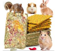GREMBEB Rabbit Food, 10 Pack Rabbit Chew Toy, Crunchy Snack for Clean Teeth, Hamster, Timothy Hay, Herb Flower Chips, Grinding, for Rabbit