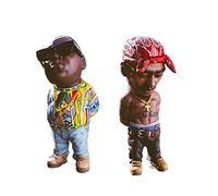 GREMBI Legend Commemorative Resin Statues, Tupac and Biggie Sculptures, Notorious B.I.G and 2Pac Souvenir Figures Statue Hip-Hop Fans Friends (White Tupac and Biggieupac)/C - Tupac and Biie