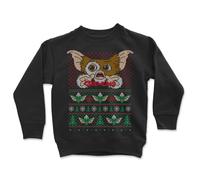 Gremlins Official Ugly Knit Kids' Christmas Sweatshirt - 7-8 Years in Black | Size: YM Gremlins Black YM