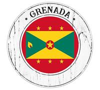 Grenada Country National Flag Metal Plaque Tin Sign Grenada Retro Vintage Art Wall Plaque Country Souvenir Gift Quality Metal Sign Grenada Round Flag Sign for Travel Lover 9x9in