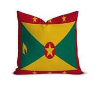 Grenada Flag Farmhouse Decorative Throw Pillow Case 20 x 20 Inch, Vintage Retro Rustic Flag Cushion Cover Case, Patriotic Square Pillow Case Cotton Linen Cushion Case for Mom Dad Friends Gift