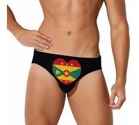 Grenada Flag Heart Men's Swim Brief Sexy Bikini Swimwear Bathing Swimsuit Trunks 3XL
