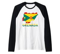 Grenada Flag Map Grenadian Pride Patriotic Grenadian Roots Raglan Baseball Tee