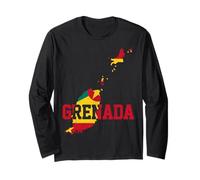 Grenada Flag Map Pride Caribbean Grenadian Long Sleeve T-Shirt