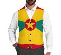 Grenada Flag Men's Suit Vest Formal Dress Waistcoat Vest Casual Business Vests for Suit Or Tuxedo S