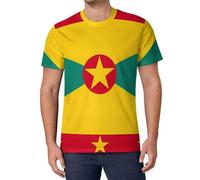 Grenada Flag Men's T-Shirts Classic Short Sleeve Crew Neck Tee Summer Casual Tops Graphic XL