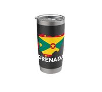 Grenada Flag Patriotic Grenadian Roots Map Grenadian Pride Stainless Steel Insulated Tumbler