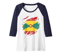 Grenada Flag Vintage Caribbean Souvenir Raglan Baseball Tee