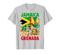 Grenada & Jamaica Flag Idea for Kids with Grenadian Flag T-Shirt, Men, Silver Grey, 3X-Large