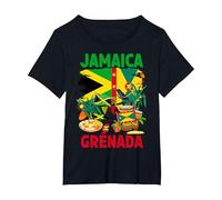 Grenada & Jamaica Flag Idea for Kids with Grenadian Flag T-Shirt, Women's Plus, Black, 5X