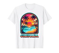 Grenada Retro Beach Sunset, Fun Tropical Island Vacation T-Shirt