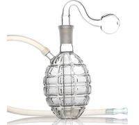 Grenade Shape Glass Pipe with 14mm Glass, Borosilicate Glass Mini Bong Glass Smkoing Pipe Glass Bong, Small Bong Dab Rig Oil Pipe for Oil Bong Pipe Nicotine Free, Water Pipe Smoking Bongs