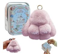 Grenben Bunny lulu Keychain with Tin, Cute Bunny Plush with Exquisite Box, Cute Plush Keychain Thoughtful Gift for Friends, Pink, 1