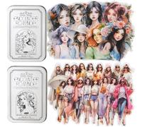 Grendly 100 Piece Figure Scrapbook Sticker Set for Journal Writing Ephemera Packets for Junk Journals with Storage Box