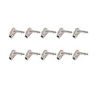 Grendly 10Pcs 90Degree Right Angle 6.35 mm Mono 2 Pole Jack Plug 6.35mm Guitar Phono Pancake 1/4 Inch Connector,Silver