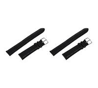Grendly 2 x 18 mm watch strap black PU leather alloy buckle strap watch, black, Classic