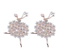 Grendly 2 x Ballet Girl Cubic Rhinestone Decoration Brooch for Sweater Coat, Zinc alloy + rhinestone