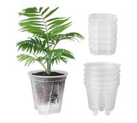 Grendly 6 Clear Plastic Plant Pots for Nursery Plastic Garden Pots Self Watering 5 Pack with Deep Container