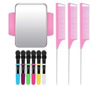 Grendly Magnetic Hairdresser Pin Bracelet Braided Bracelet with 3 Pintail Comb and 6 Plastic Clips Pink