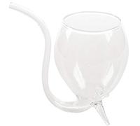 Grendly Wine Whiskey Glass Heat Glass Sucking Juice Milk Cup Tea Wine Cup With Drinking Tube Straw