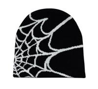 Grendly Women Beanie Winter Warm Beanies Men Casual Skullies Outdoor Y2K Gothic Spider Pattern Wool Acrylic Knitted Hat A Easy to Use 22 X 22cm