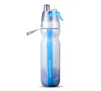 Greneric Portable Sports Misting Water Cup, Reusable Squeeze Spray Bottle Mist Lock Design Double Wall Insulated Leak-proof Travel Hiking Cycling Camping Gym 500ML (BLUE)