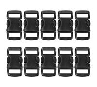 Grenhaven 10 Pcs Set Mini Plastic Snap Buckles for 3/8” Straps, 1.1x0.6x0.2 inches Clip Fasteners for Dog or Cat Collars, Closures for Paracord Bracelets, Drawstrings, Braiding, Backpack Straps, Black