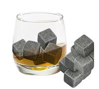 Grenhaven Pack of 9 Whisky Stones, Cooling Whiskey Cubes "On the Rocks" with Practical Fabric Bag, Ice Cubes for Drinks Made of Soapstone, grey