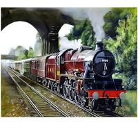GRENHUE Paint by Numbers for Adults of Black Train,DIY Painting by Number Kits with Paint Brushes Acrylic Pigment Drawing Paintwork On Canvas,Canvas Arts Crafts for Home Decor 16x20'' (No Frame)
