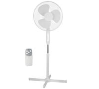 Grennswick 16" Oscillating Pedestal Fan with Remote - 3 Speeds, 3 Wind Modes, 7.5H Auto-Off Timer, Adjustable Height, Ultra Quiet Standing Floor Fan for Bedroom, Living Room, Office (White)