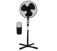 Grennswick 16" Oscillating Pedestal Fan with Remote - 3 Speeds, 3 Wind Modes, 7.5H Auto-Off Timer, Adjustable Height, Ultra Quiet Standing Floor Fan for Bedroom, Living Room, Office (Black)