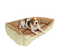Grennswick Calming Dog Bed, Cat Bed Soft Anti-Anxiety Pet Bed with Non-Slip Bottom, Machine Washable for Labrador, German Shepherd, Golden Retriever, Teddy, and More (Beige, M)